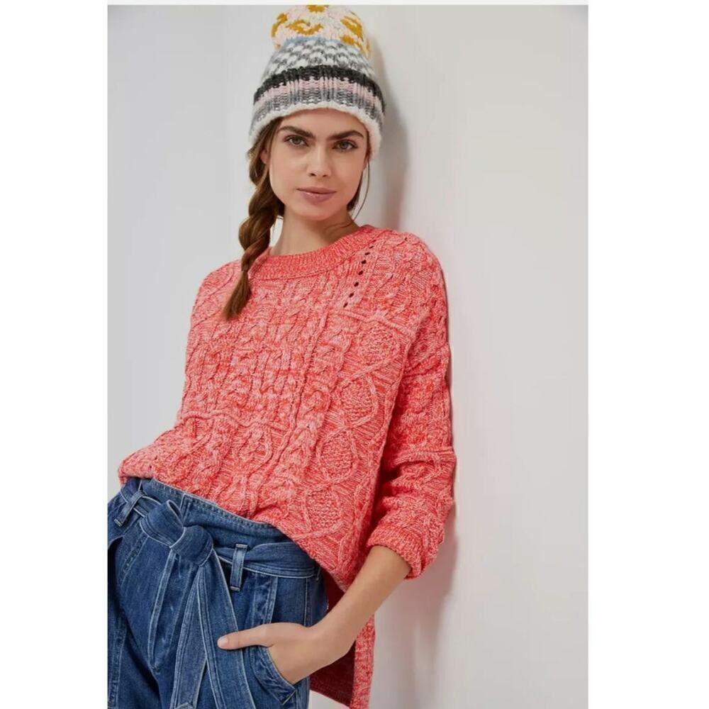 ANTHROPOLOGIE PILCRO JASMINE MIXED CABLE KNIT TUNIC SWEATER, SZ SMALL